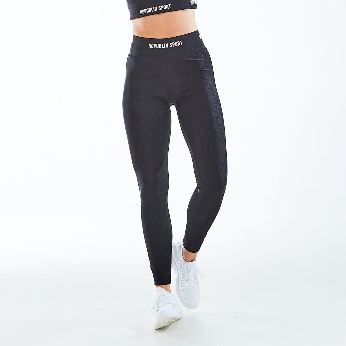 Calza deportiva con pretina modeladora negro